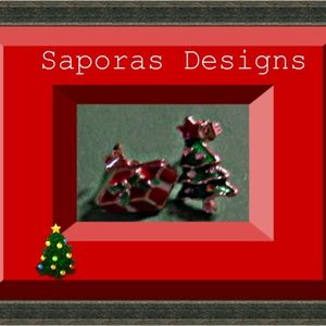 Christmas Tree/Present Design Stud Earrings